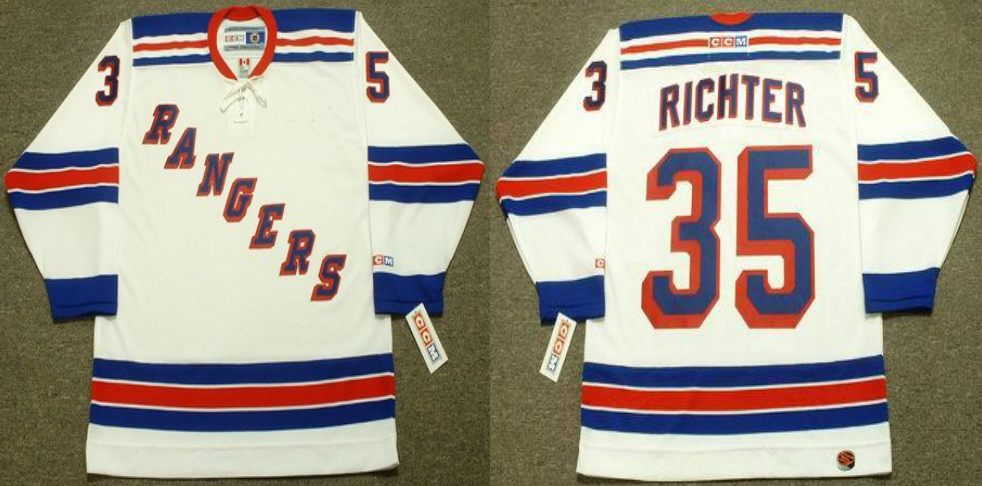 2019 Men New York Rangers 35 Richter white style #2 CCM NHL jerseys->new york rangers->NHL Jersey